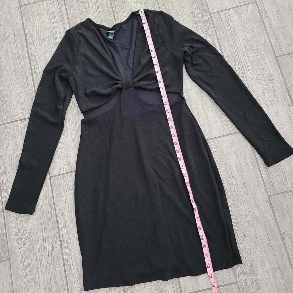 Wild Fable women's long sleeve black formal fitted v-neck dress size medium - Picture 6 of 11